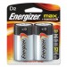 Energizer EVEE95BP2 MAX Alkaline Batteries, D, 2 Batteries/Pack