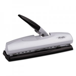 Swingline GBC 74030 20-Sheet LightTouch Desktop Two-to-Seven-Hole Punch, 9/32" Holes, Silver/Black