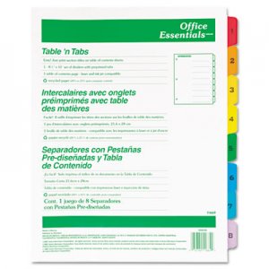 Office Essentials 11669 Table 'n Tabs Dividers, 8-Tab, Letter