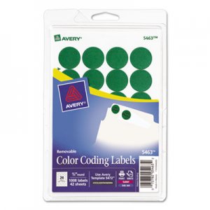 Avery 05463 Printable Removable Color-Coding Labels, 3/4" dia, Green, 1008/Pack