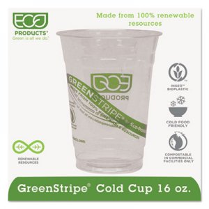 Eco-Products ECOEPCC16GS GreenStripe Renewable & Compostable Cold Cups - 16oz., 50/PK, 20 PK/CT