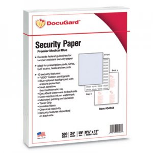 DocuGard PRB04543 Security Paper, 8-1/2 x 11, Blue, 500/Ream