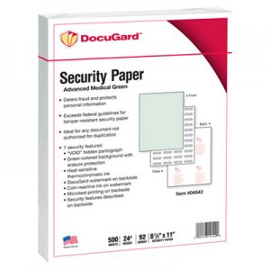 DocuGard PRB04542 Security Paper, 8-1/2 x 11, Green, 500/Ream