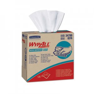 WypAll KCC34790BX X60 Cloths, POP-UP Box, White, 9 1/8 x 16 4/5, 126/Box