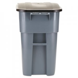 Rubbermaid Commercial RCP9W27GY Brute Rollout Container, Square, Plastic, 50 gal, Gray
