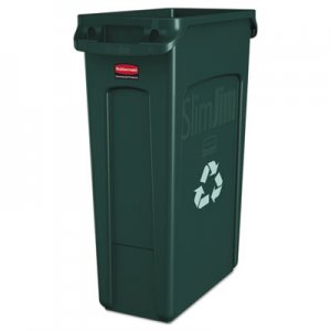Rubbermaid Commercial RCP354007GN Slim Jim Recycling Container with Venting Channels, Plastic, 23 gal, Green