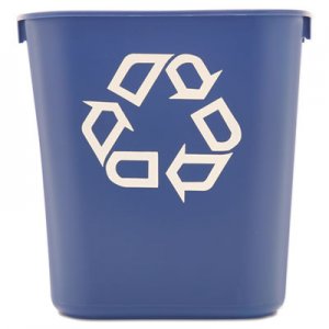 Rubbermaid Commercial 295573BE Small Deskside Recycling Container, Rectangular, Plastic, 13.625qt, Blue
