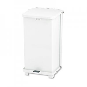 Rubbermaid Commercial RCPST12EPLWH Defenders Biohazard Step Can, Square, Steel, 6.5 gal, White
