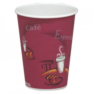 Dart SCC378SI Bistro Design Hot Drink Cups, Paper, 8oz, Maroon, 50/Bag, 20 Bags/Carton