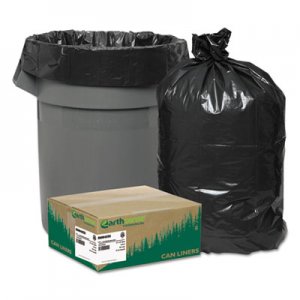 Earthsense Commercial RNW4050 Recycled Can Liners, 33gal, 1.25mil, 33 x 39, Black, 100/Carton