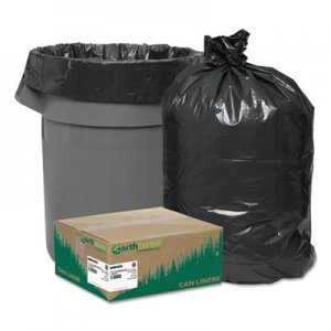 Earthsense Commercial RNW4850 Recycled Can Liners, 40-45gal, 1.25mil, 40 x 46, Black, 100/Carton