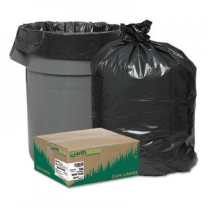 Earthsense Commercial WBIRNW4320 Linear Low Density Recycled Can Liners, 56 gal, 2 mil, 43" x 47", Black, 100/Carton