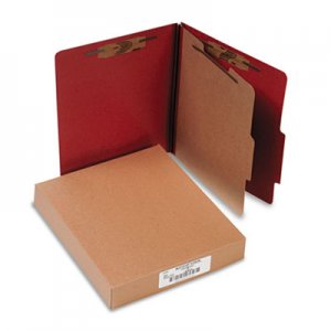 ACCO 15034 Pressboard 25-Pt Classification Folders, Letter, 4-Section, Earth Red, 10/Box