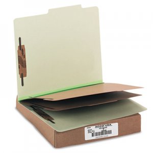 ACCO 15046 Pressboard 25-Pt Classification Folders, Letter, 6-Section, Leaf Green, 10/Box