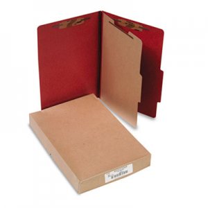 ACCO 16034 Pressboard 25-Pt Classification Folders, Legal, 4-Section, Earth Red, 10/Box