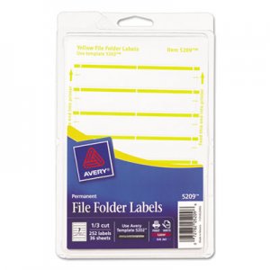 Avery 05209 Print or Write File Folder Labels, 11/16 x 3 7/16, White/Yellow Bar, 252/Pack