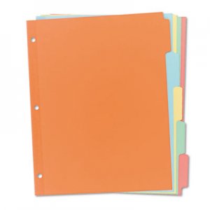 Avery 11508 Write-On Plain-Tab Dividers, 5-Tab, Letter, 36 Sets