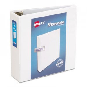 Avery AVE19751 Showcase Economy View Binder with Round Rings, 3 Rings, 3" Capacity, 11 x 8.5, White