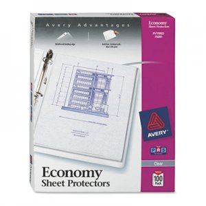 Avery 75091 Top-Load Sheet Protector, Economy Gauge, Letter, Clear, 100/Box