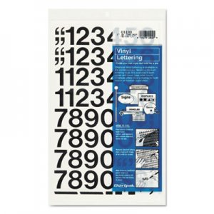 Chartpak 01130 Press-On Vinyl Numbers, Self Adhesive, Black, 1"h, 44/Pack
