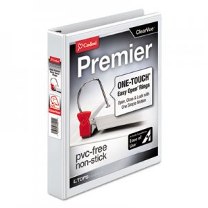 Cardinal CRD10300 Premier Easy Open ClearVue Locking Slant-D Ring Binder, 3 Rings, 1" Capacity, 11 x 8.5, White