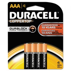 Duracell MN2400B4Z CopperTop Alkaline Batteries with Duralock Power Preserve Technology, AAA, 4/Pk