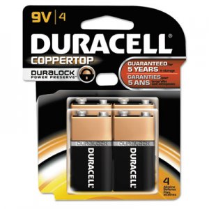 Duracell MN16RT4Z CopperTop Alkaline Batteries with Duralock Power Preserve Technology, 9V, 4/Pk