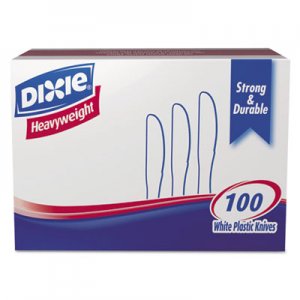 Dixie KH207 Plastic Cutlery, Heavyweight Knives, White, 100/Box