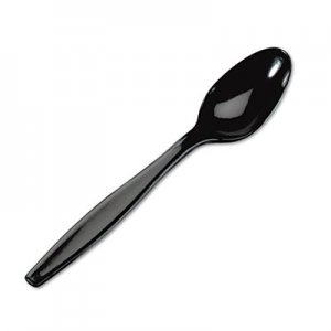 Dixie TH517 Plastic Cutlery, Heavyweight Teaspoons, Black, 1000/Carton