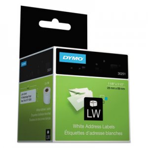 DYMO 30251 LabelWriter Address Labels, 1 1/8 x 3 1/2, White, 130 Labels/Roll, 2 Rolls/Pack