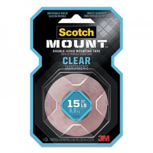 Scotch MMM410H Double-Sided Mounting Tape, Industrial Strength, 1" x 60", Clear/Red Liner