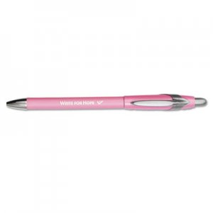Paper Mate 70672 FlexGrip Elite Pink Ribbon Pen, Ballpoint, Retractable, Black Ink, Medium, Dozen