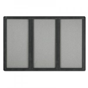 Quartet 2367L Enclosed Fabric-Cork Board, 72 x 48, Gray Surface, Graphite Aluminum Frame