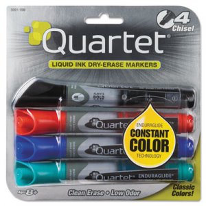 Quartet 5001M EnduraGlide Dry Erase Marker, Chisel Tip, Assorted Colors, 4/Set