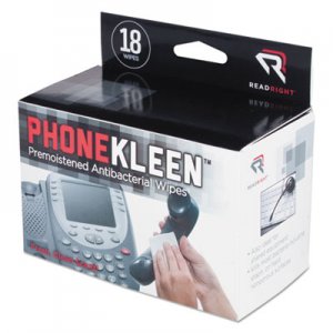 Read Right RR1203 PhoneKleen Wet Wipes, Cloth, 5 x 5, 18/Box