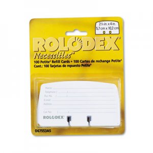 Rolodex 67553 Petite Refill Cards, 2 1/4 x 4, 100 Cards/Pack