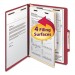 Smead 13703 Top Tab Classification Folder, One Divider, Four-Section, Letter, Red, 10/Box