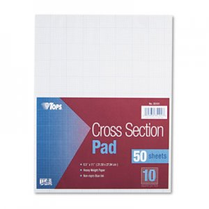 TOPS 35101 Cross Section Pads w/10 Squares, 8 1/2 x 11, White, 50 Sheets