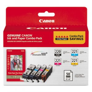 Canon CNM2945B011 2945B011 (PGI-220/CLI-221) Ink/Paper Combo, Black/Cyan/Magenta/Yellow