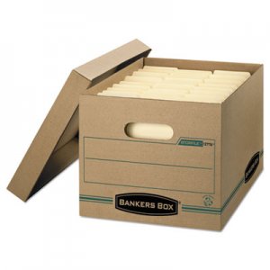 Bankers Box 1277601 STOR/FILE Storage Box, Letter/Legal, Lift-off Lid, Kraft/Green, 12/Carton