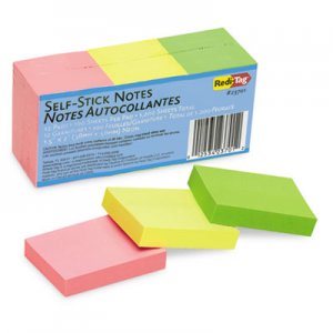 Redi-Tag RTG23701 Self-Stick Notes, 1 1/2 x 2, Neon, 12 100-Sheet Pads/Pack