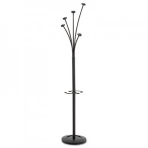 Alba ABAPMFESTYN Festival Coat Stand with Umbrella Holder, 5 Knobs, 14w x 14d x 73.67h, Black