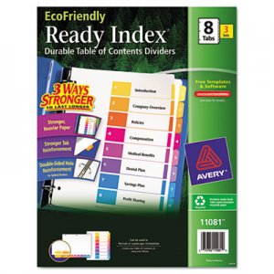 Avery 11081 Ready Index Customizable Table of Contents, Asst Dividers, 8-Tab, Ltr, 3 Sets