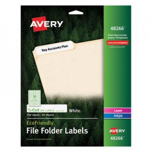 Avery AVE48266 EcoFriendly File Folder Labels, 2/3 x 3 7/16, White, 750/Pack