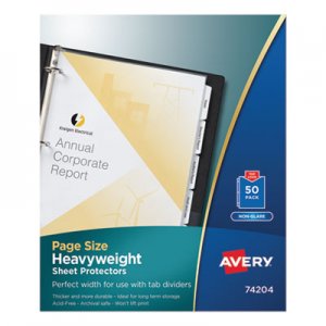 Avery AVE74204 Top-Load Poly Three-Hole Sheet Protectors, Non-Glare, Letter, 50/Box