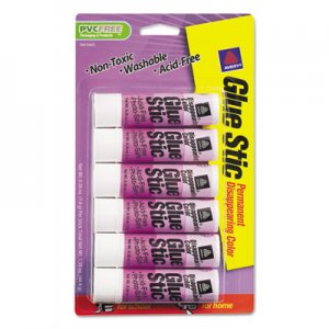 Avery 98096 Permanent Glue Stics, Purple Application, .26 oz, 6/Pack