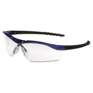 Crews DL310AF Dallas Wraparound Safety Glasses, Metallic Blue Frame, Clear AntiFog Lens