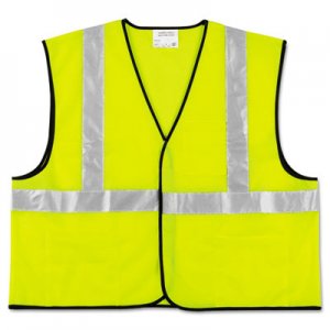 MCR Safety VCL2SLXL Class 2 Safety Vest, Fluorescent Lime w/Silver Stripe, Polyester, XL