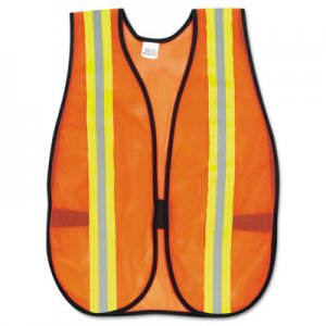 MCR Safety V201R Orange Safety Vest, 2" Reflective Strips, Polyester, Side Straps, One Size