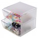 deflecto 350101 Two Drawer Cube Organizer, Clear Plastic, 6 x 7-1/8 x 6